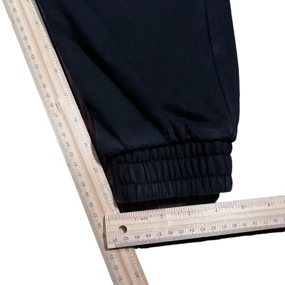 FILA M Streetwear Joggers Black Tapered Fleece Sweatpants Minimalist Modern - Picture 4 of 5